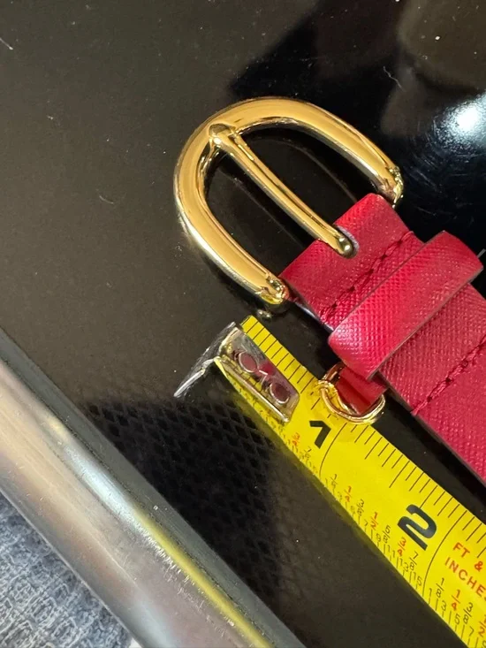 Ralph Lauren women's Charm Crosshatch Leather Belt Burgundy Red Size Small - Picture 6 of 9